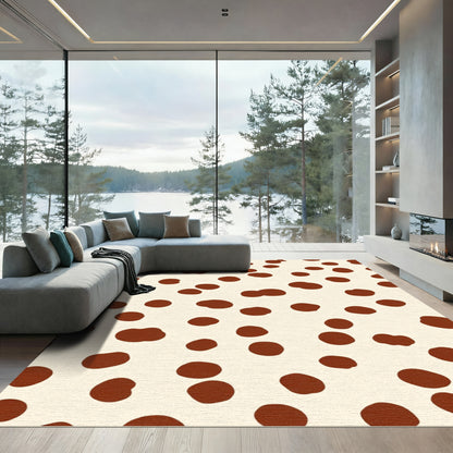 Cream Brown Polka Dot Scatter Rug
