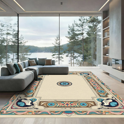 Art Nouveau Blue Floral Frame Rug