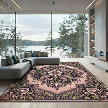 Vintage Blush Paisley Floral Medallion Rug