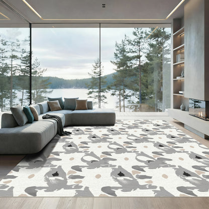 Abstract Gray Face Repeat Pattern Rug