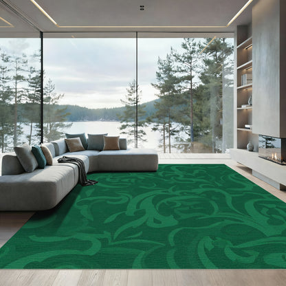 Deep Forest Swirl Scrollwork Rug