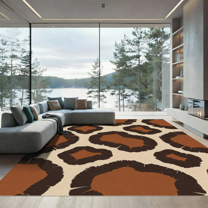 Brown and Cream Giraffe Spot Texture Rug