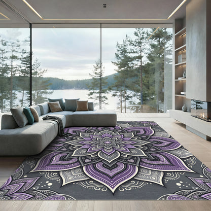 Ornate Lavender Mandala Jewel Tone Rug