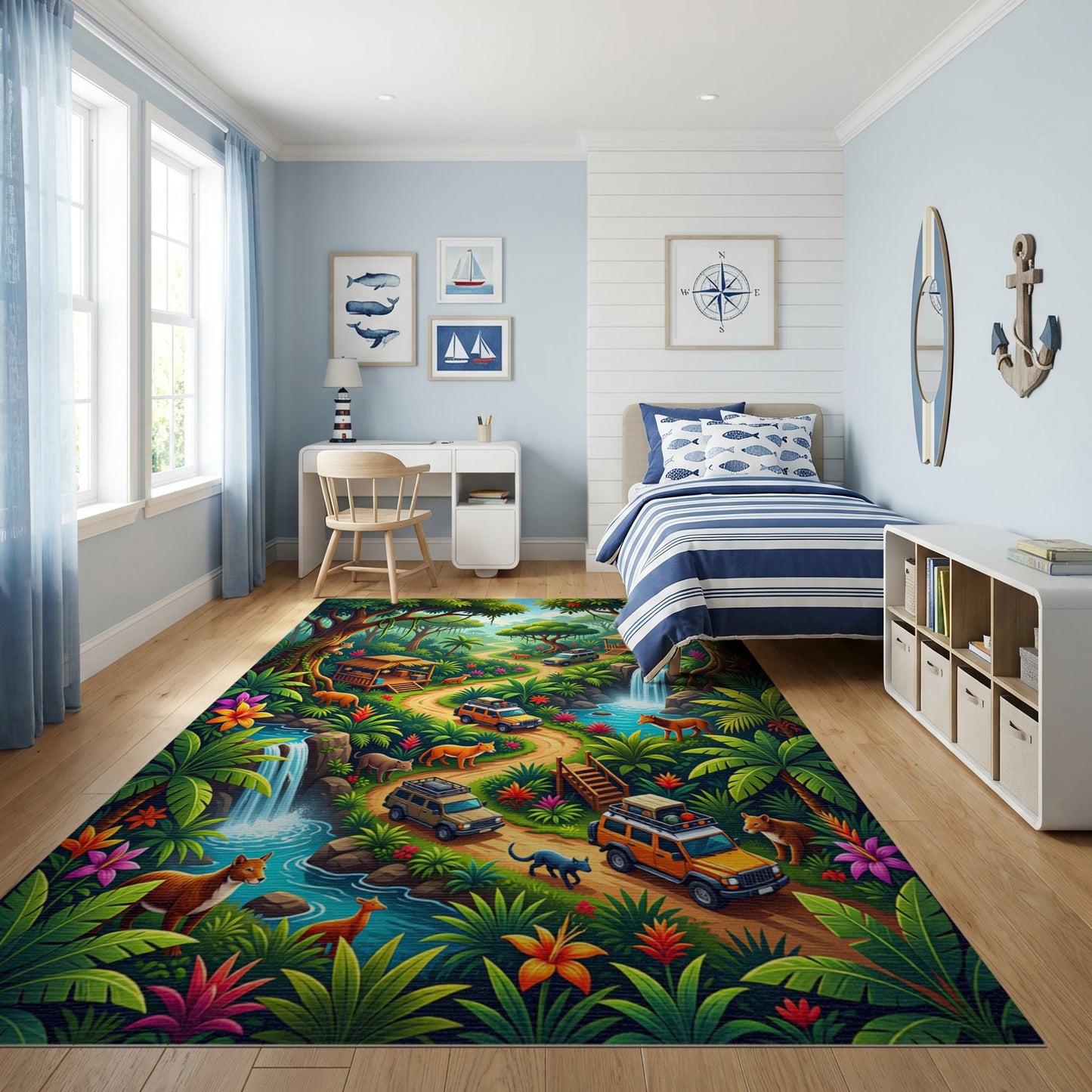 Vibrant Lush Jungle Safari Adventure Rug