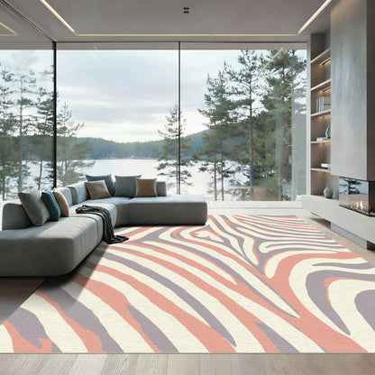 Soft Peach Zebra Wave Rug