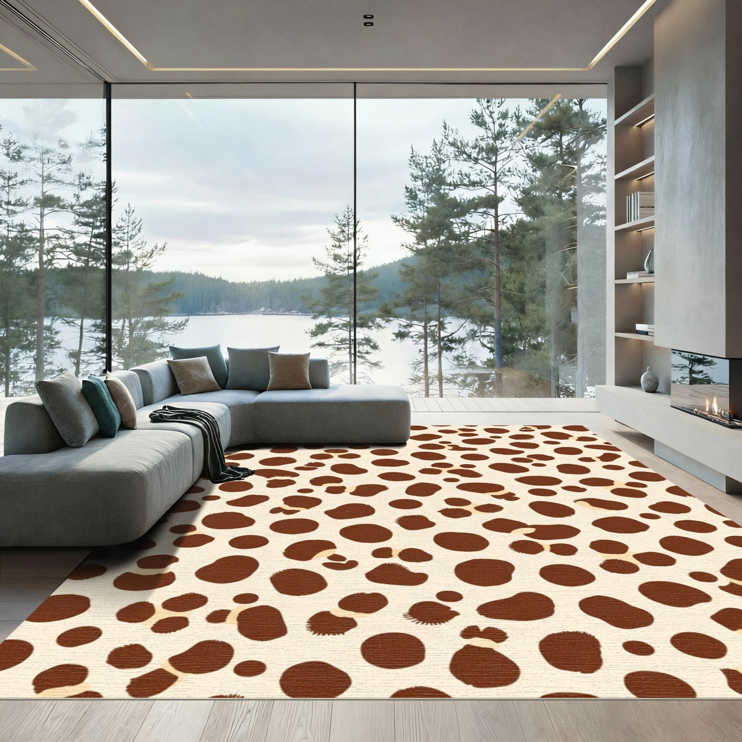 Brown Spots On Cream Background Rug