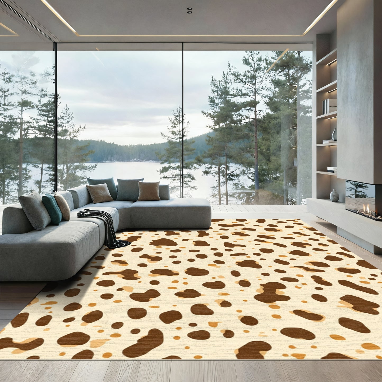 Brown Speckled Cream Blotches Rug