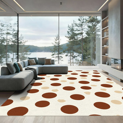 Brown Cream Polka Dot Overlay Rug
