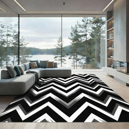 Monochromatic Jagged Chevron Accordion Rug