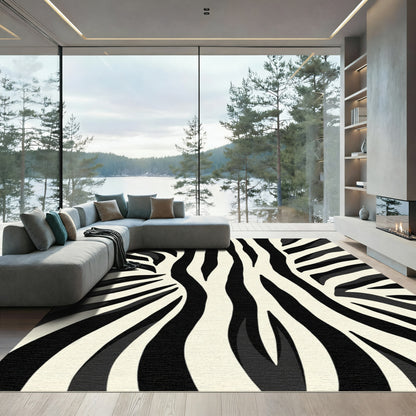 Bold Black Cream Zebra Stripes Rug