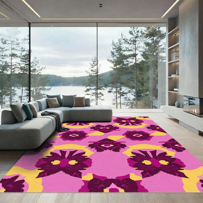 Pink Magenta Floral Ribbon Rug