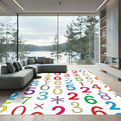 Colorful Numbers Math Mixed Collage Rug