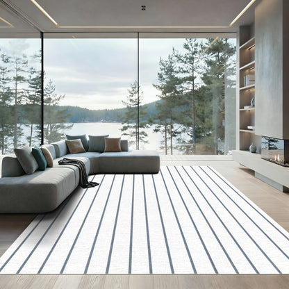 Classic Gray Vertical Stripe Rug