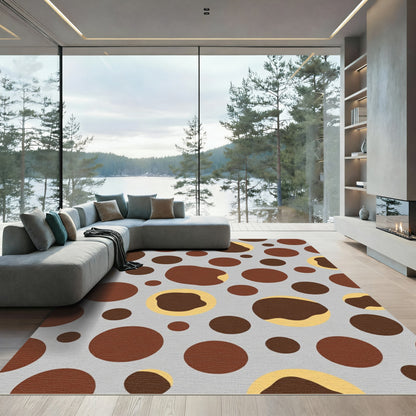 Brown Tan Gray Polka Dot Pattern Rug