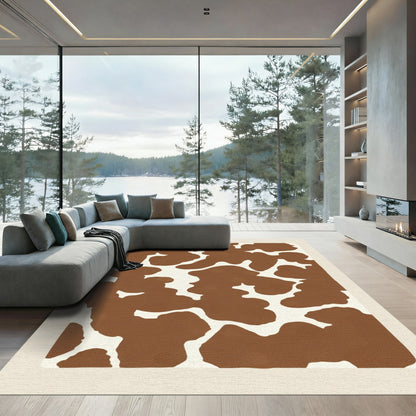 Rustic Brown Cream Splatter Spot Rug