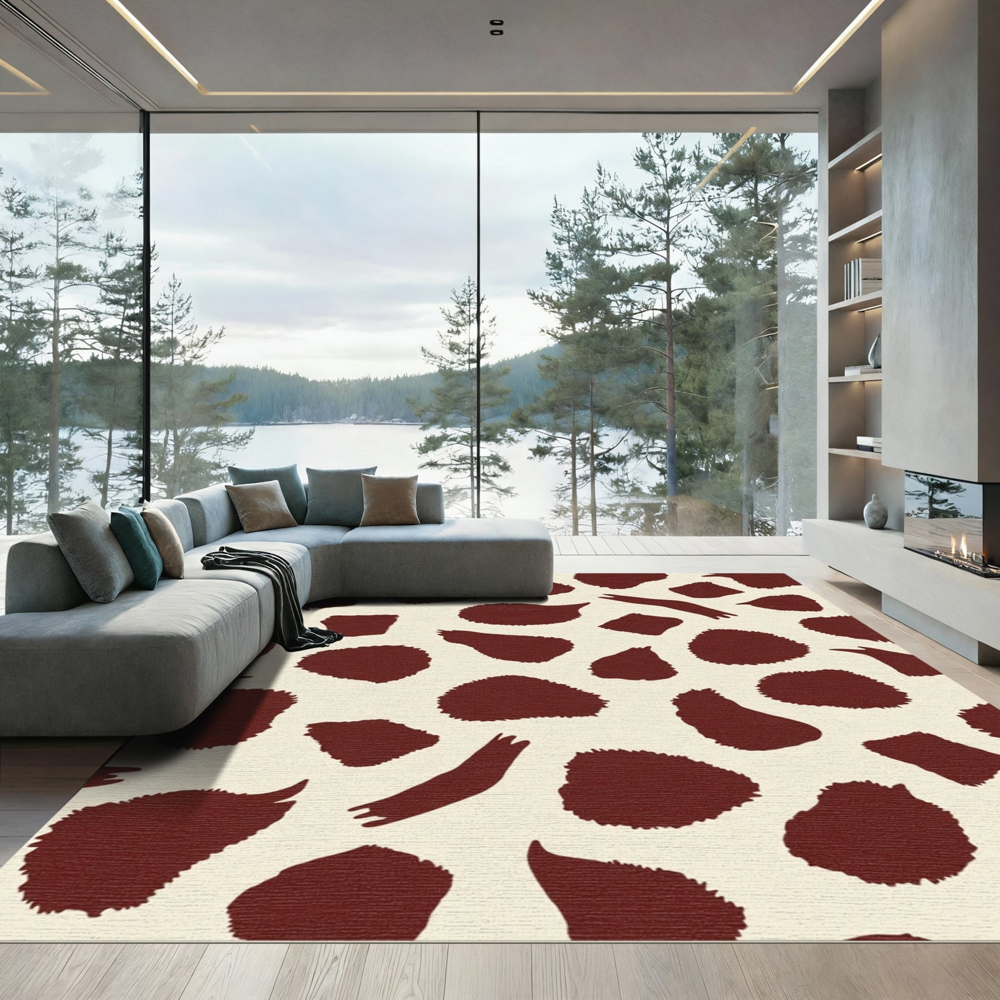 Brown Spot Animal Hide Contemporary Rug