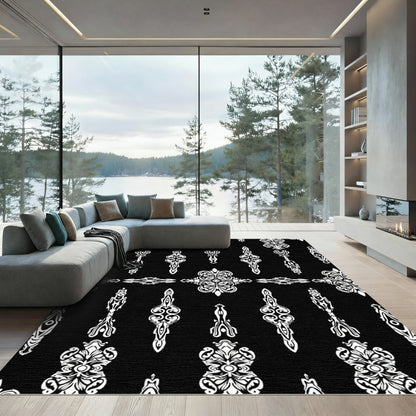 Monochromatic Ornate Scrollwork Harmony Rug