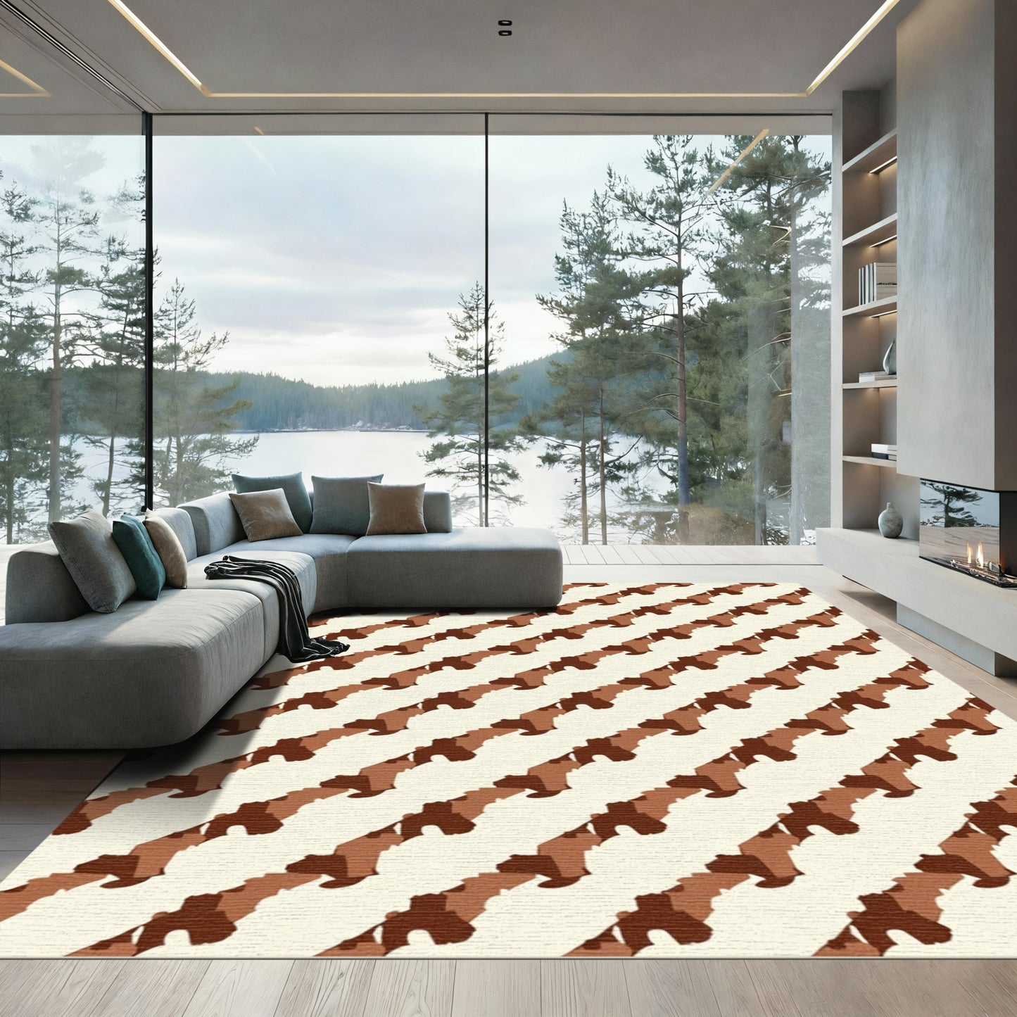 Earthy Tones Camouflage Stripe Rug