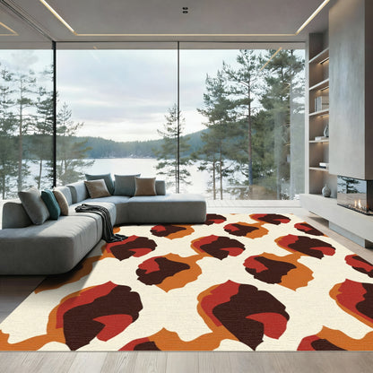 Earthy Amber Abstract Blob Rug