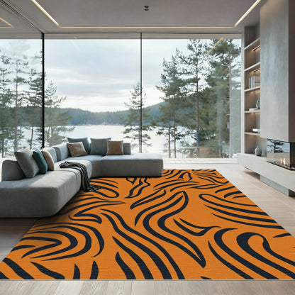 Bold Orange Black Animal Stripe Rug