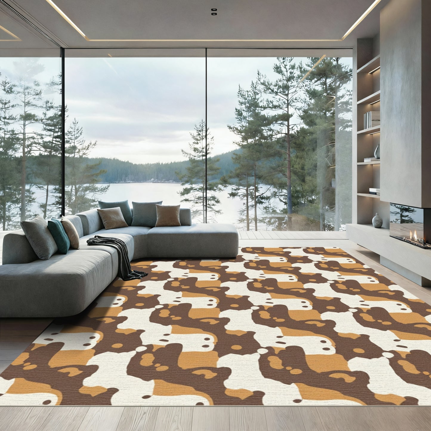 Earthy Tones Camouflage Tessellation Rug
