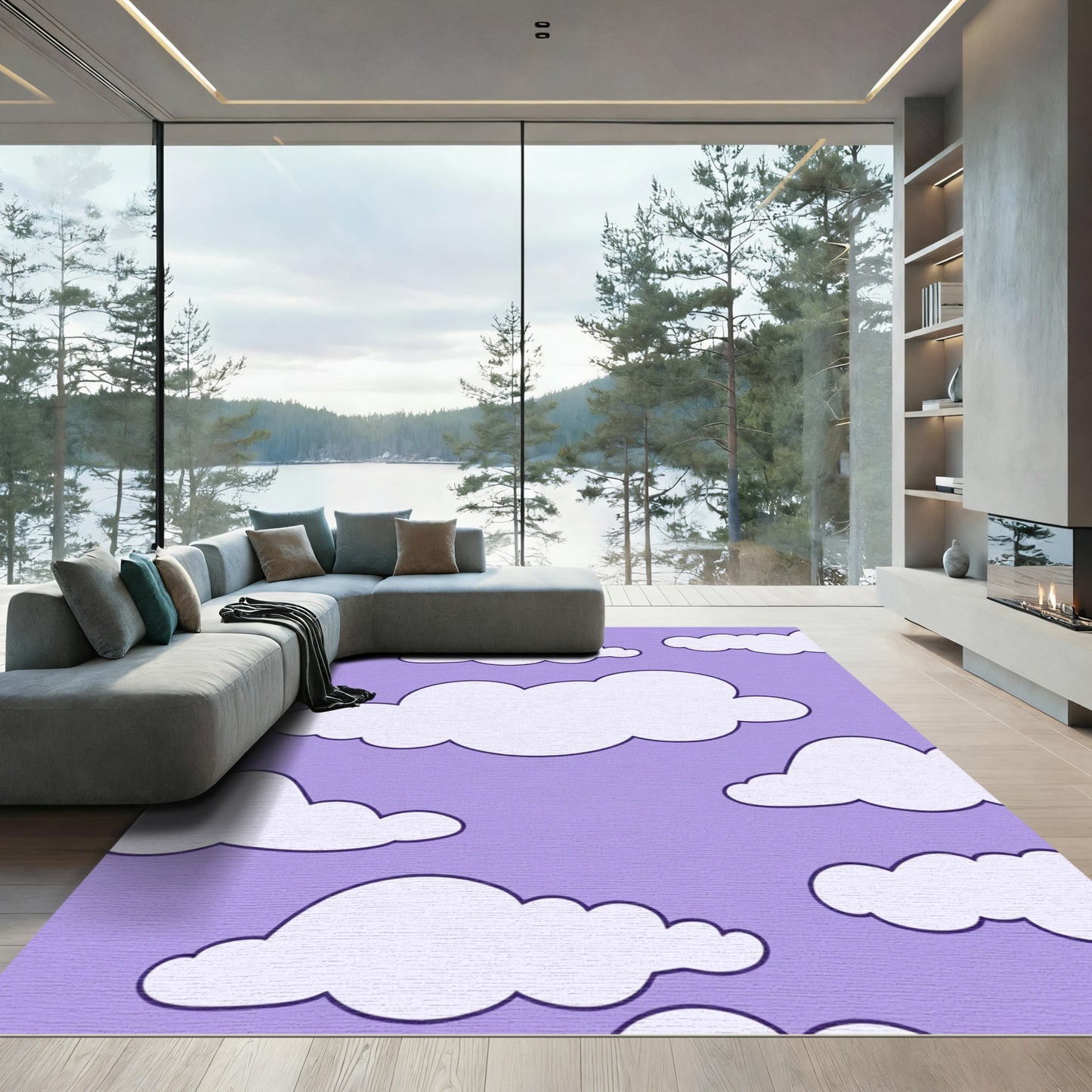 Light Purple Sky Cloudscape Rug