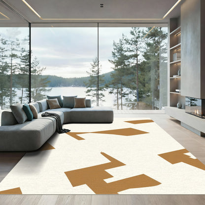 Geometric Ochre Shapes CreamRug Rug