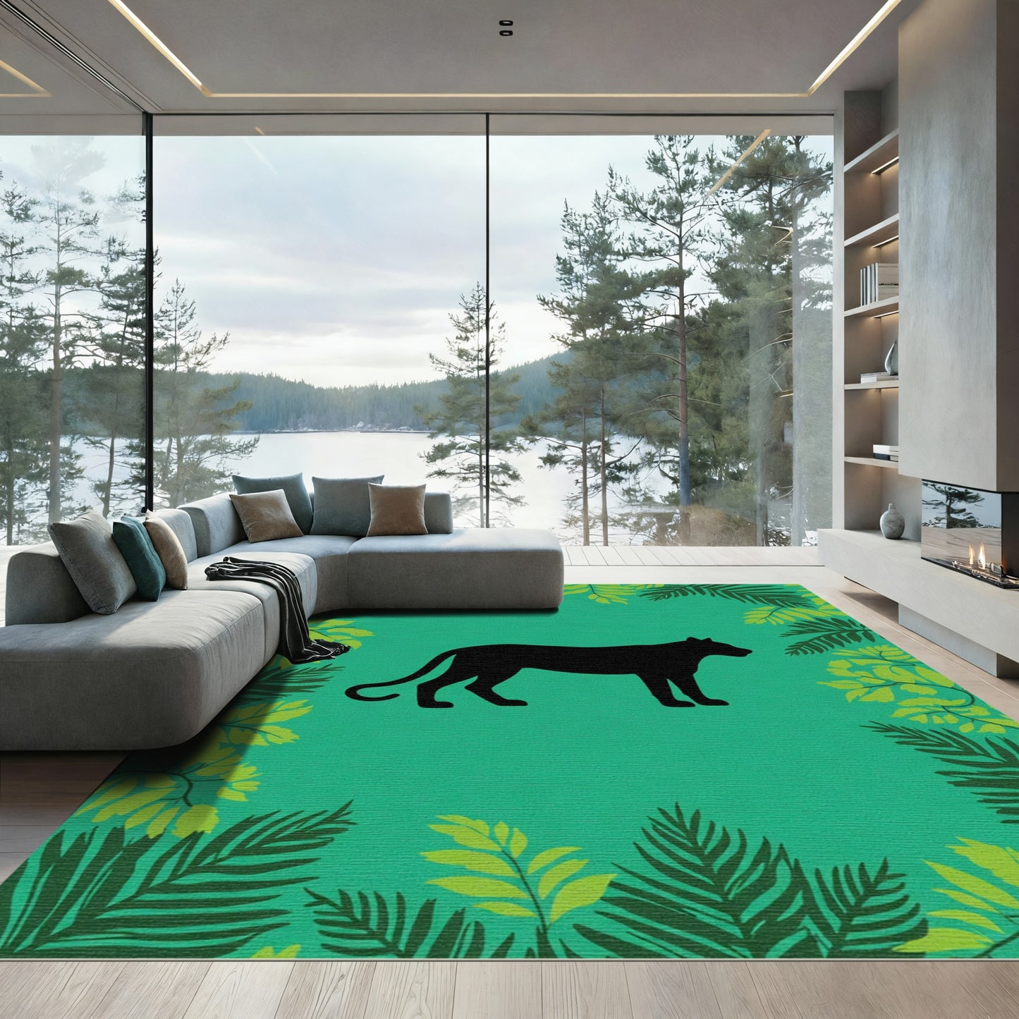 Black Panther Tropical Jungle Theme Rug