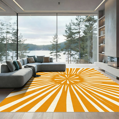 Radiant Gold Sunburst Rays Rug