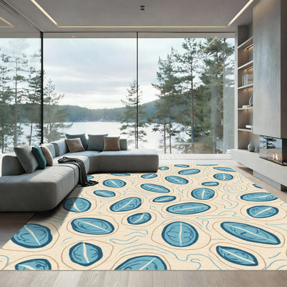 Blue Oval Contour Abstract Rug
