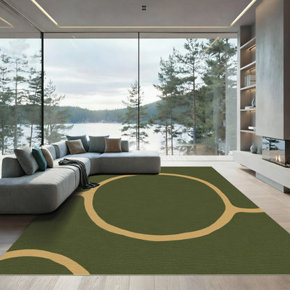 Olive Gold Organic Circles Rug