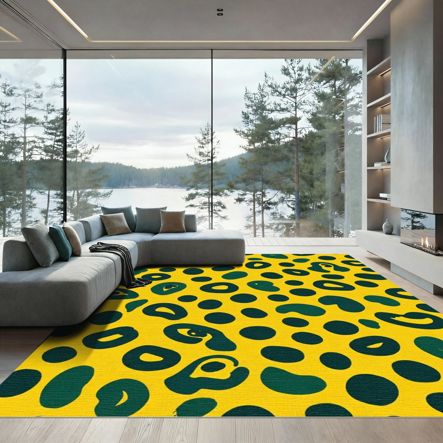Yellow And Green Leopard Spots Rug