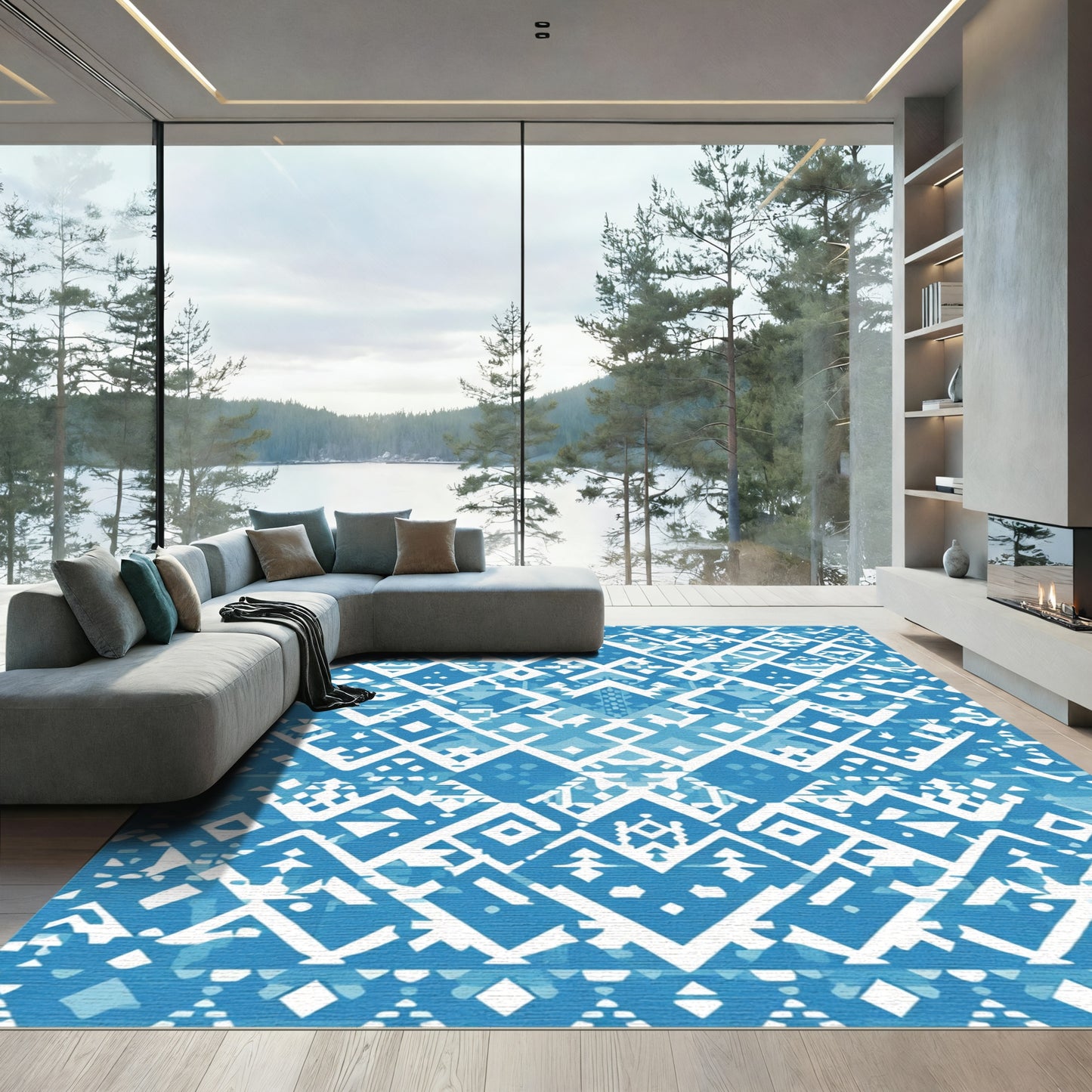 Azurite Tribal Geometric Diamond Rug