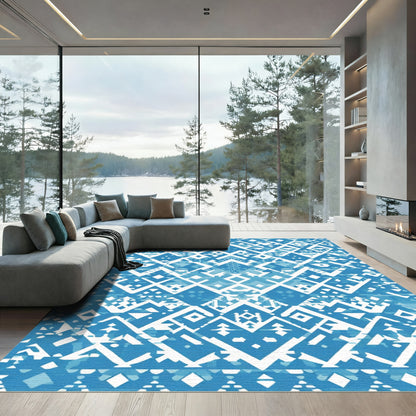 Azurite Tribal Geometric Diamond Rug