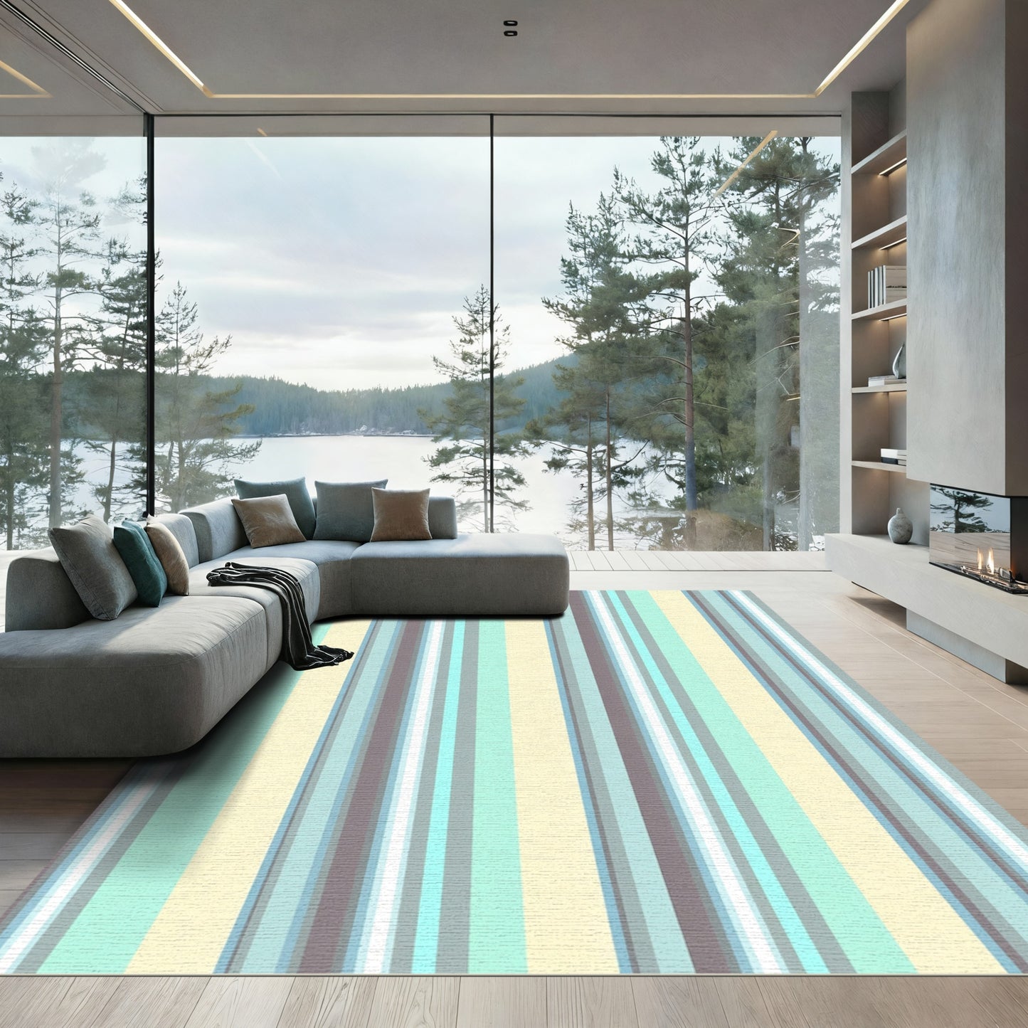 Soft Pastel Stripe Composition Rug