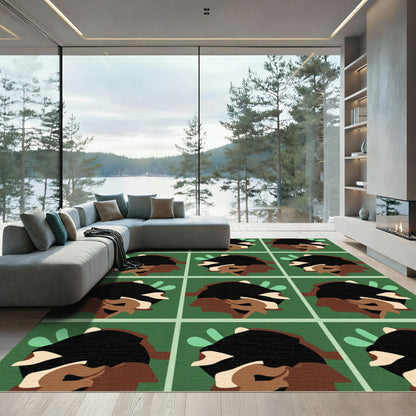 Abstract Fauvist Black Bird Motif Rug