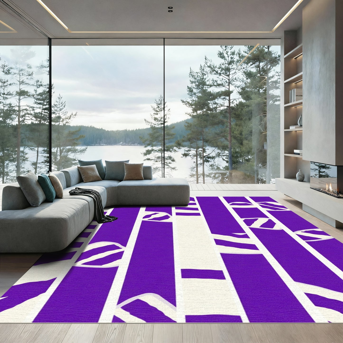 Bold Purple Stripe Abstract Rug