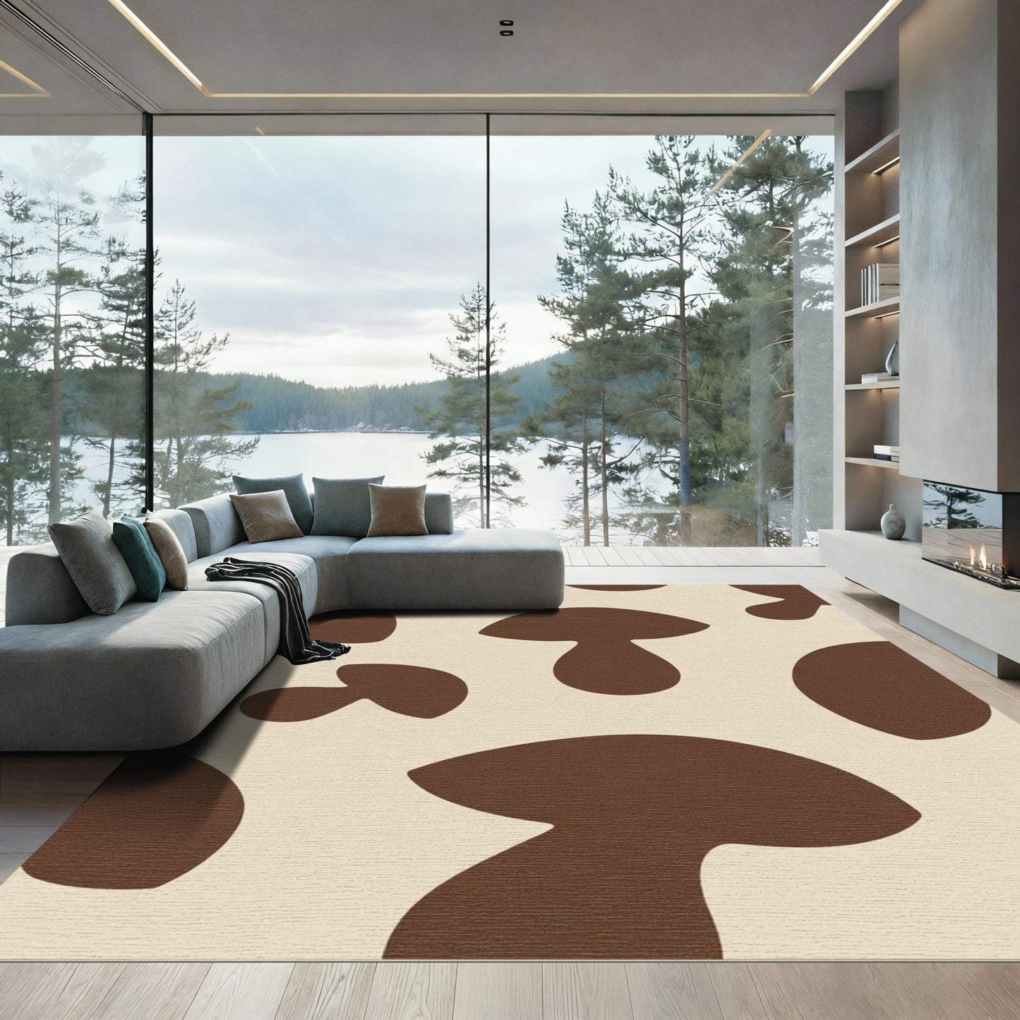 Charming Brown Mushroom Spots Rug