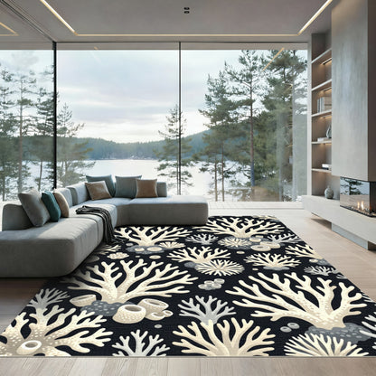 Cream Coral Reef Underwater Garden Rug