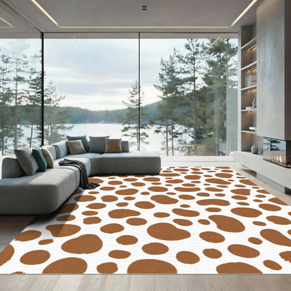 Brown Spotted Random Abstract Rounds Rug