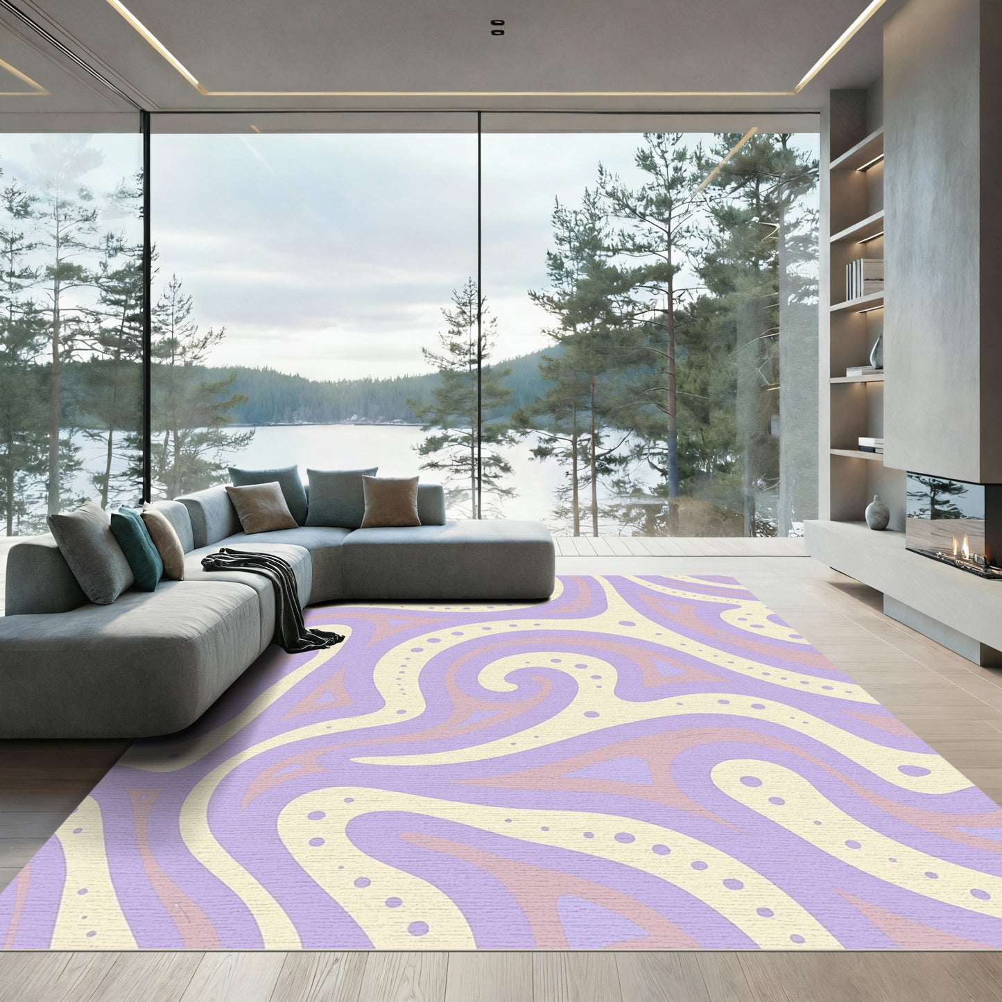 Pastel Swirls Contemporary Abstract Rug