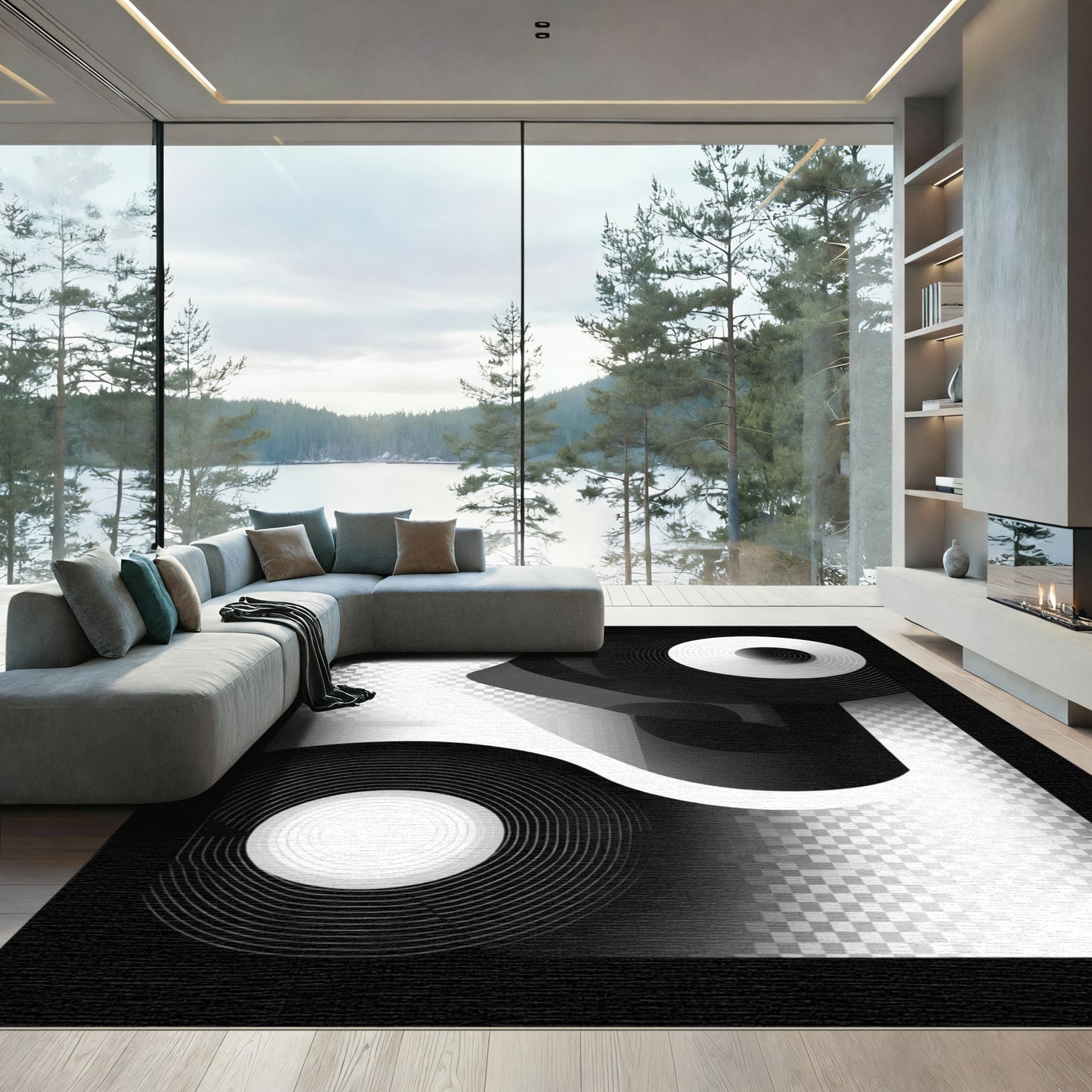 Monochromatic Geometric Circles and Grids Rug