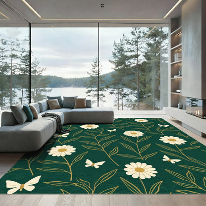 Emerald Garden Daisy Butterfly Rug
