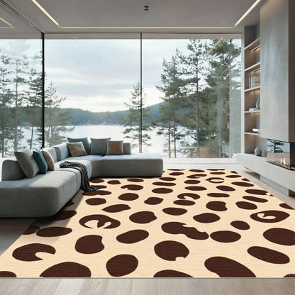 Tan Brown Spotted Animal Print Rug