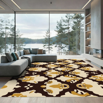 Cream Gold Floral Ogee Rug