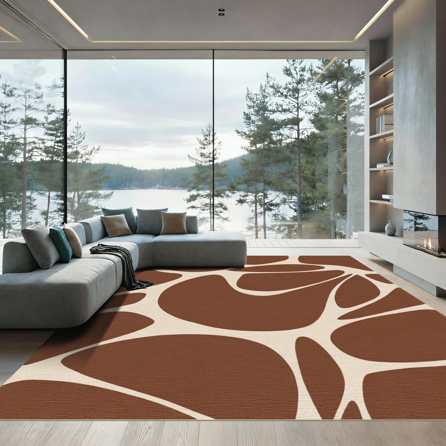 Brown Giraffe Spots Organic Curve Rug