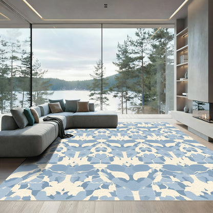 Pale Blue Abstract Organic Repetition Rug