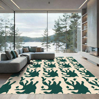 Deep Teal Organic Abstract Repeat Rug