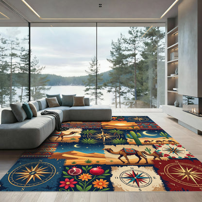 Desert Caravan Medallion Compass Sunset Rug