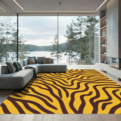 Golden Brown Zebra Stripe Abstract Rug